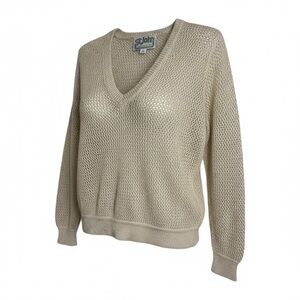 St. John Beige V-Neck Women's Sweater
